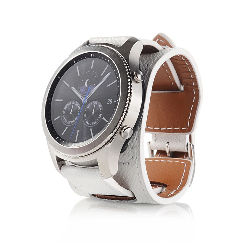 22 мм ремешок из натуральной кожи для samsung Galaxy Watch 46 мм кожаный Браслет-манжета Замена для gear S3 AMAZFIT часы браслет