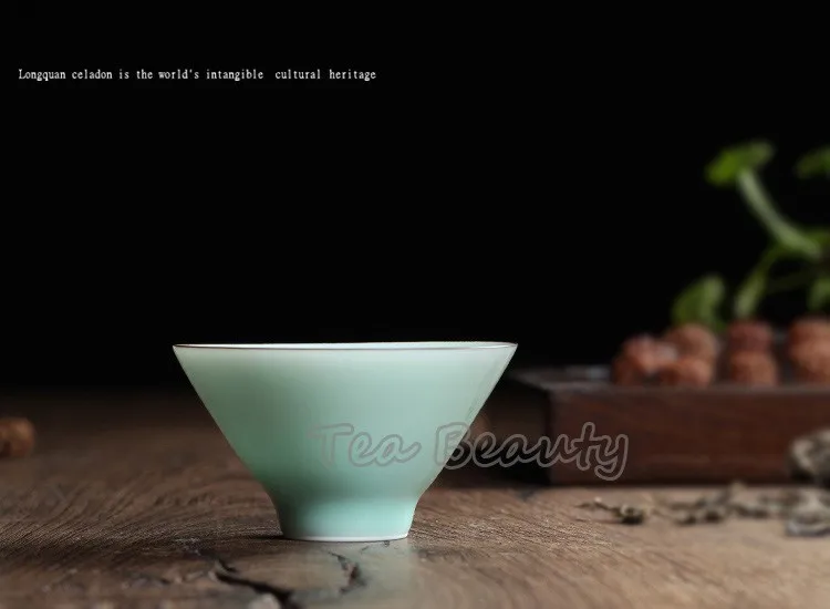 2 шт. высокое качество Китайский Longquan Celadon фарфоровые КИТАЙСКИЕ чашки чайное блюдце чаша для чая 62 мл китайский заварочный чайник Celadon Crackle чайный набор