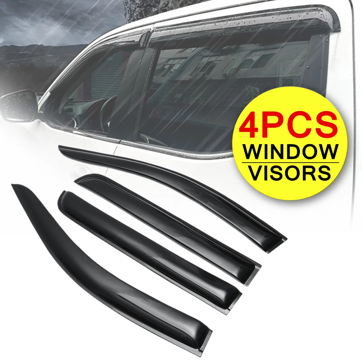 

4PCS Weather Shields Weathershields Window Visors for Nissan Navara NP300 2015-2018 Reduce Wind Noise Bright Plating Flexible