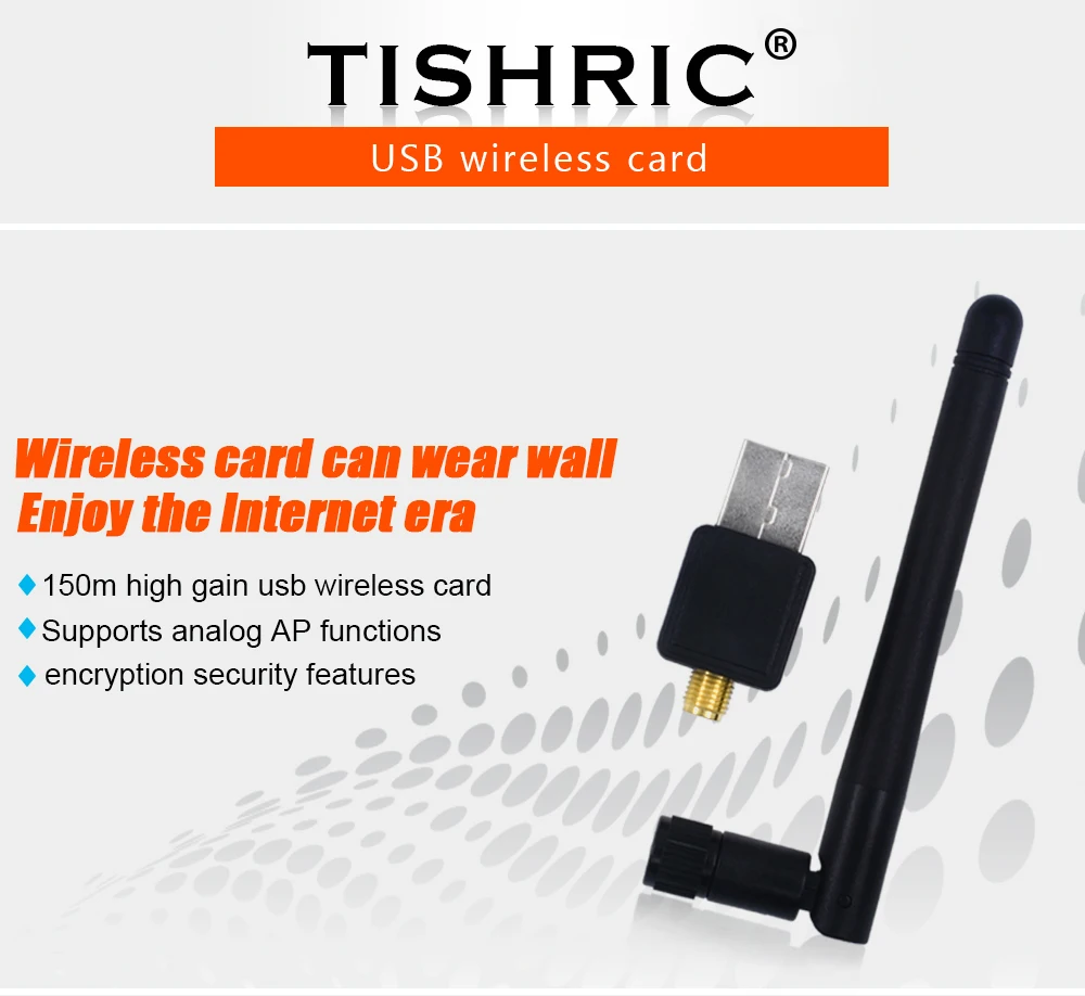 TISHRIC 150 Мбит/с мини беспроводной USB WiFi адаптер 802.11n/g/b Антенна Wi-Fi ключ сетевой LAN Карта для WindowsXP/7 Vista Linux