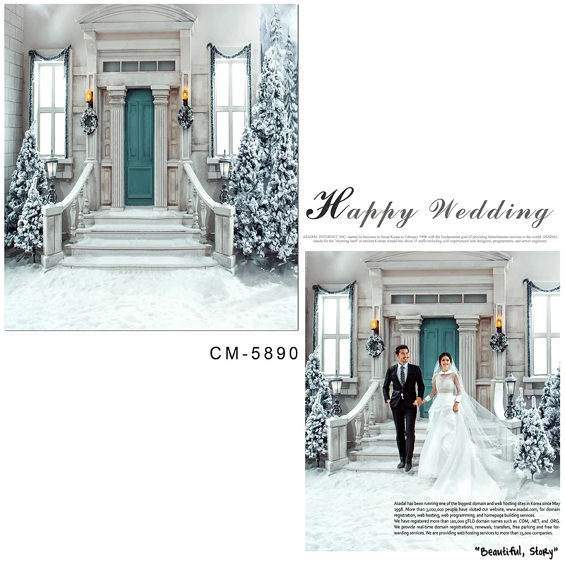 

DAWNKNOW Christmas Tree Vinyl Photography Backdrops For Wedding Snow Polyester Background For Lover Photo Studio CM5890