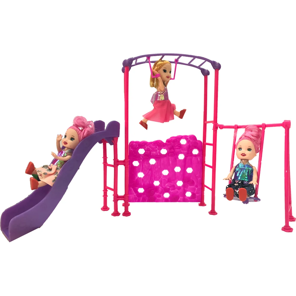 NK один набор, аксессуары для куклы, парк, горка, качели, игрушки, развлекательные устройства для Барби 1/6, куклы, детский сад, девочка, игровой дом X010A DZ