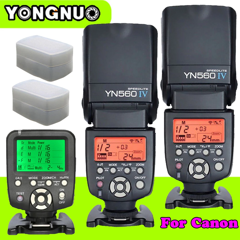 

Yongnuo 1 x YN560TX LCD Wireless Flash Controller + 2 x YN560 IV YN560IV YN-560 IV Flash Speedlite For Canon 6d 60d DSLR Camera