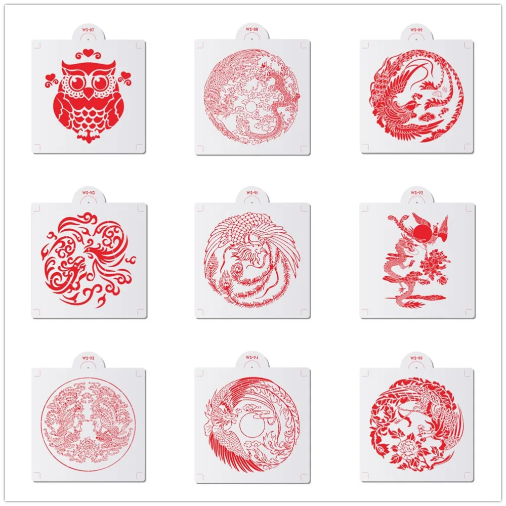 Estilo Chino Dragon Y Patron De Fenix De Las Paredes De La