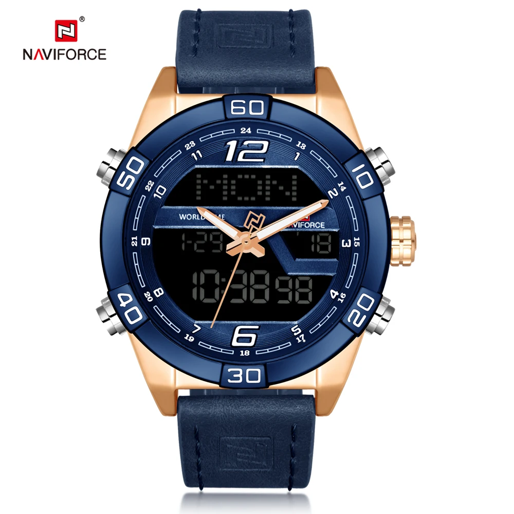 Koop NAVIFORCE Top Luxe Merk Mannen Horloge Mode Analoge Quartz Horloge Militaire Datum Klok Sport Lederen Relogio Masculino