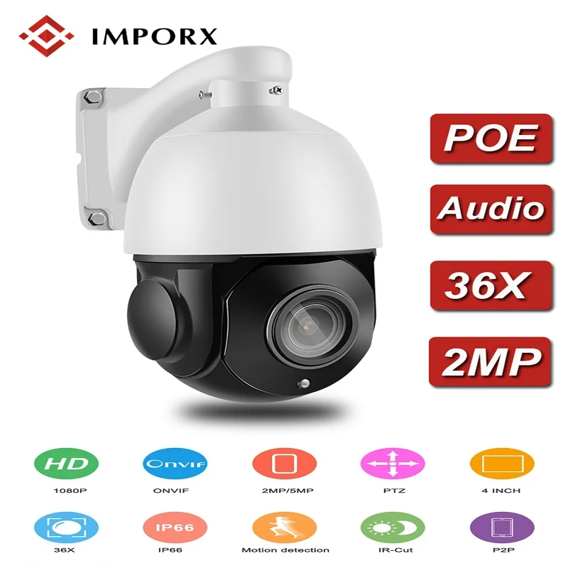 

HD 1080P 2MP PTZ IP Camera POE Waterproof 36X Zoom Mini Speed Dome Camera Outdoor IR Night Vision P2P CCTV Security Camera Onvif