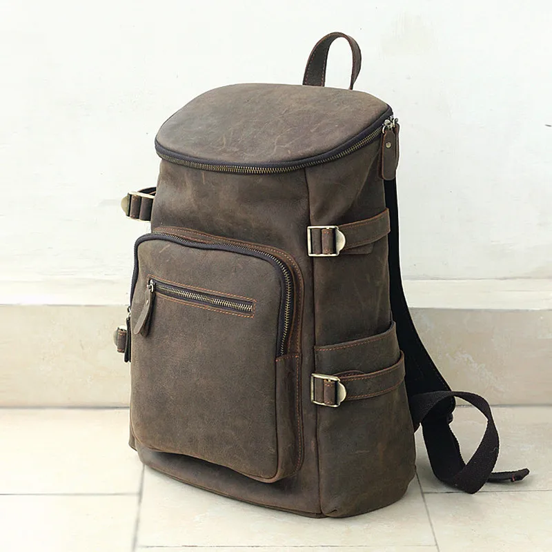 Buy Men Genuine Leather School Backpacks Male Vintage Casual Backpacks