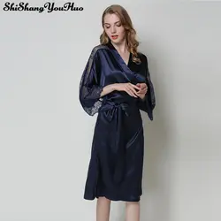 2019 летний халат Для женщин пижамы Verano Mujer Ванна шелк сексуальный халат пижамы Роскошная рубашки женские пижамы Badjas