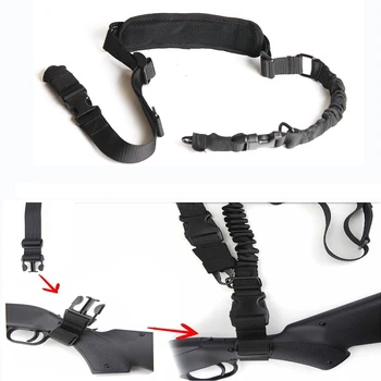 

Tactical Airsoft Gun Sling Outdoor Protective Safety Nylon Gun Strap 2 Point Rifle Sling System Strap Adjustable Hunting Bungee