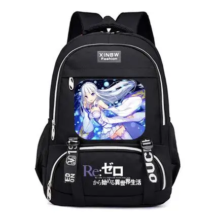 

High Q new fashion anime relife in a different world from zero unisex men and women student preppy style backpack