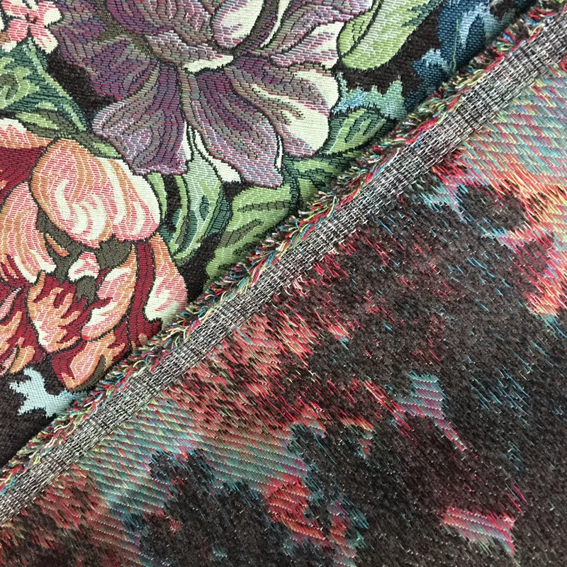 Роскошный темно-коричневый винтажный цветочный толстый полиэстер искусственный шелк мягкий синель цветочный занавес тканые ткани для обивки дивана ширина 280 см