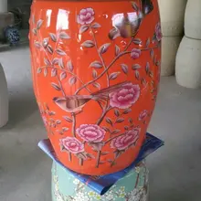 Оранжевый фарфор стула Jindezhen Туалетная комната керамические сад стула китайский керамический барабан табурет керамические-табурет