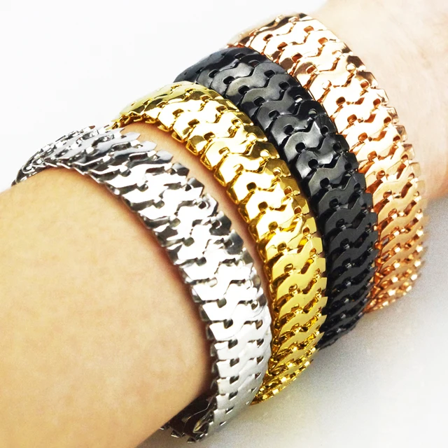 New Deisgn Snakeskin Bracelet High Quality Hot Gold Color Silver New Deisgn Snakeskin Bracelet High Quality Hot Gold Color Silver Chain Bracelets Bangles Jewelry Hf030