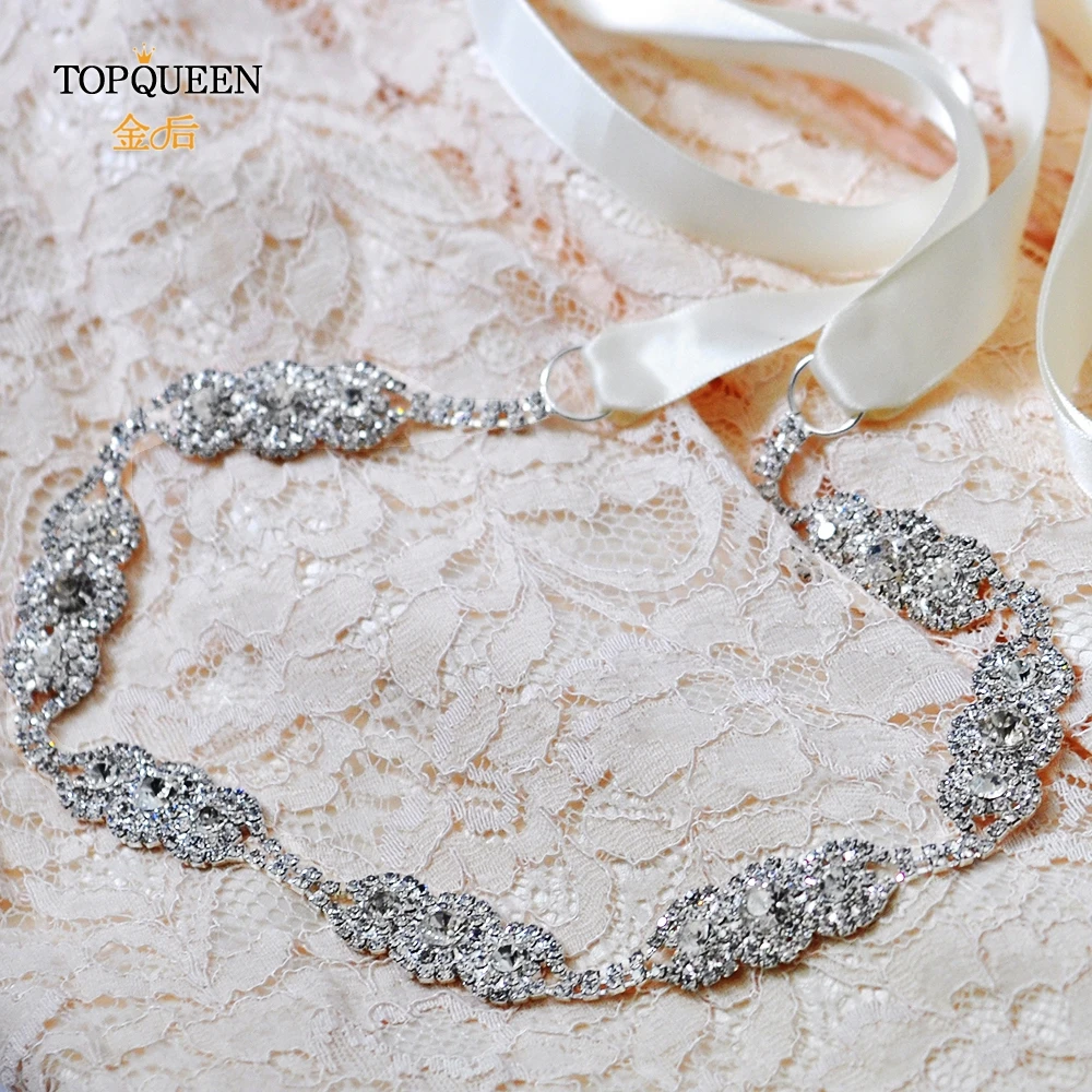 

TOPQUEEN S215 Wedding dress belt Rhinestone belt Charming crystal bridal belts wedding dress accessory evening party ribbon belt