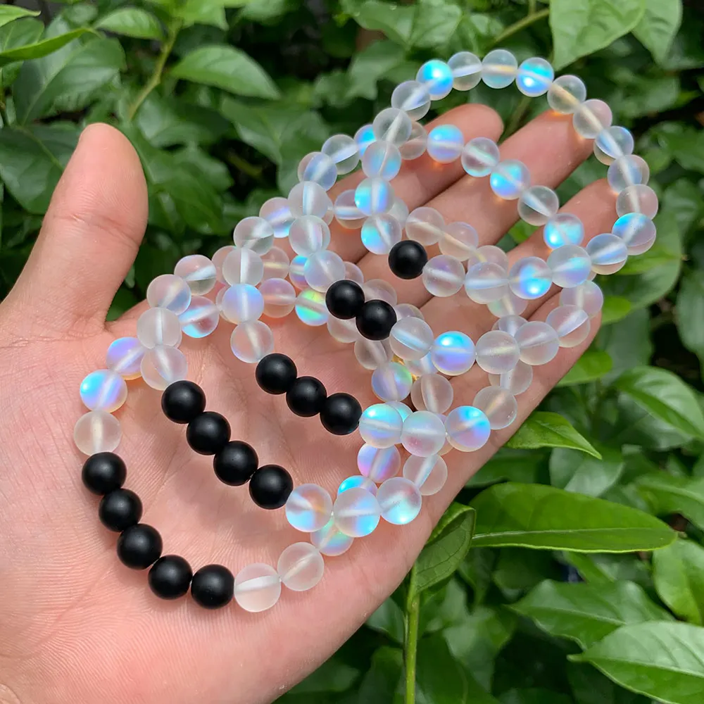 

Fashion women bracelets Matte Natural stone White Crystal Moonstone beads Bracelets & Bangles for women best friend jewelry