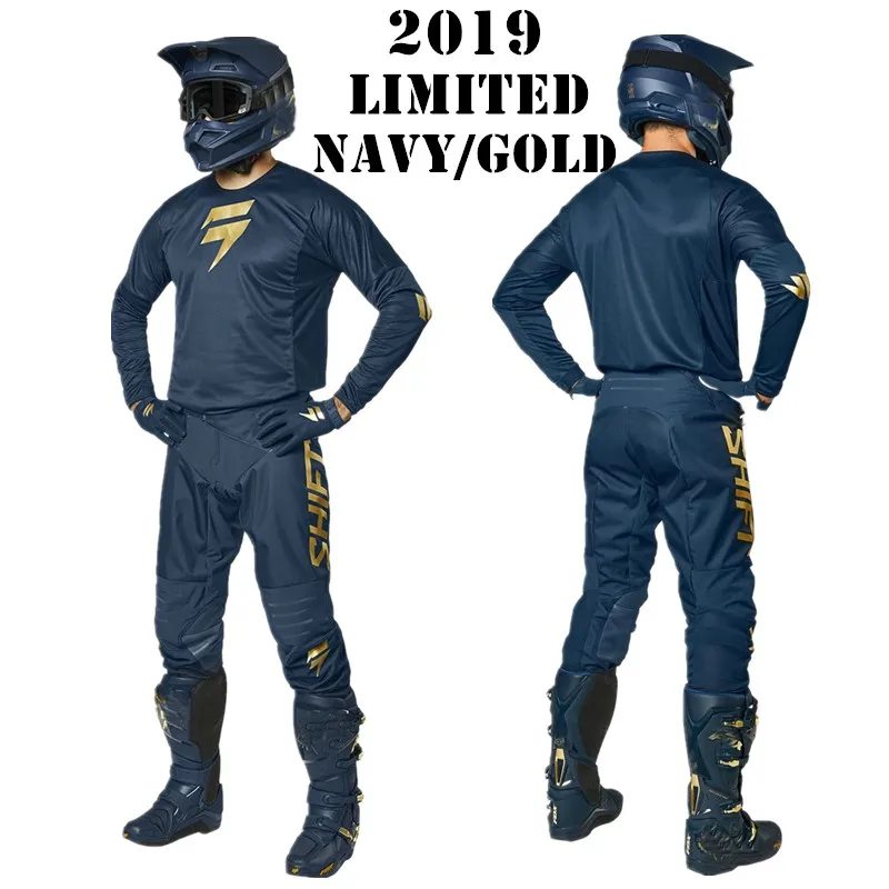 

NEW Shift MX 2019 Limited 3LACK Motocross Gear Set Navy Gold Motorcycle Jersey And Pant