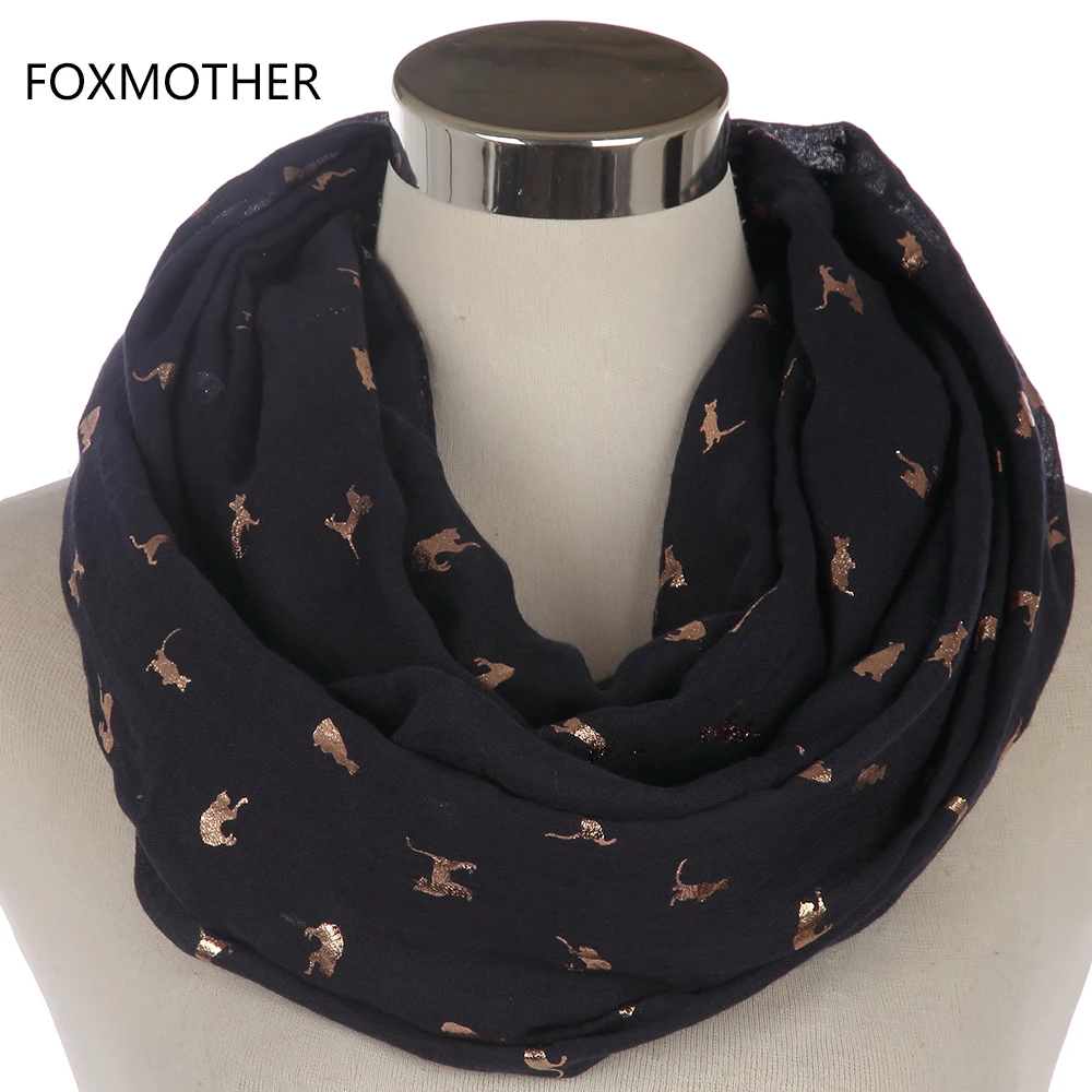 FOXMOTHER новая зимняя мода женский серый темно-синий блестящий металлический Фольга Золотой Кот кольцо шарфы круглый шарф шаль-снуд платок Femme