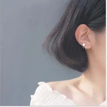 

Glossy Love Cute Heart Spring Spiral S925 Sterling Silver Earrings Stud Earrings Double Earrings