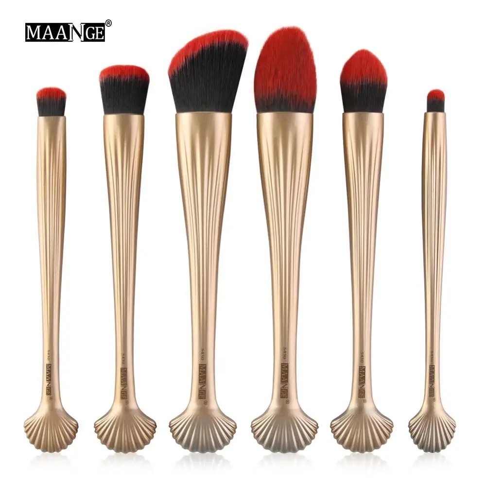6pcs black haire MAANGE, новинка, 6 шт., профессиональный косметический макияж, кисти, набор, пудра, основа, контур для растушевки тени для глаз, губ, красота, макияж, кисть, набор инструментов - Handle Color: 6pcs black haire