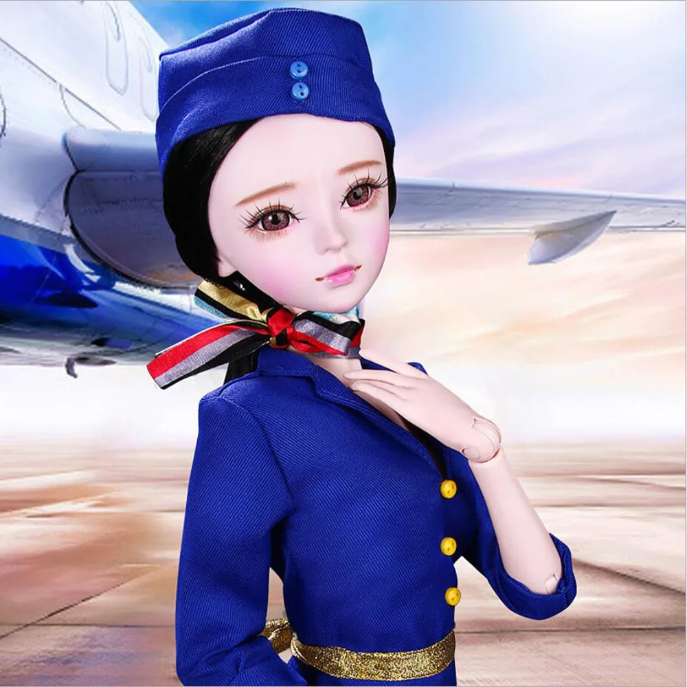 

Simulation Full Silicone Vinyl Bjd Doll 1/3 New Design 23 Ball Joint Flexible Cosplay For Flight Attendant Policewoman Nurse DIY