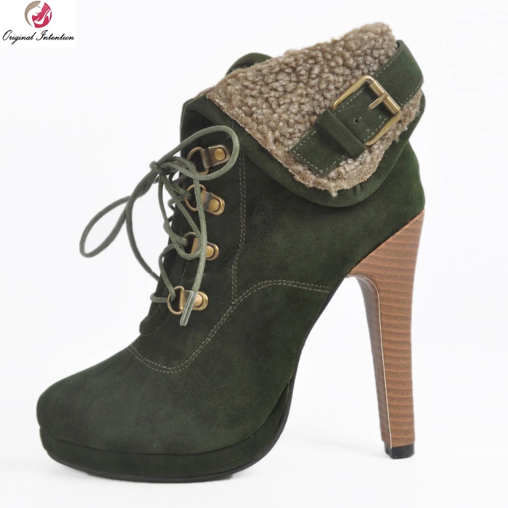 army green platform heels