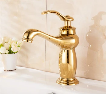 

Fashion health hot gold basin faucet European hot and cold mixed bathroom full copper rose gold antique wash basin faucet