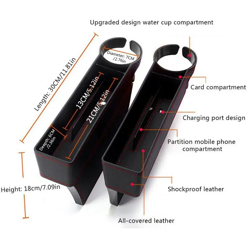 Автомобильный органайзер, коробка для хранения, чехол для сиденья, PU, карман, автомобильное сиденье, с Боковым Разрезом, для воды, телефона, монет, сигарет, ключей, карт, универсальный