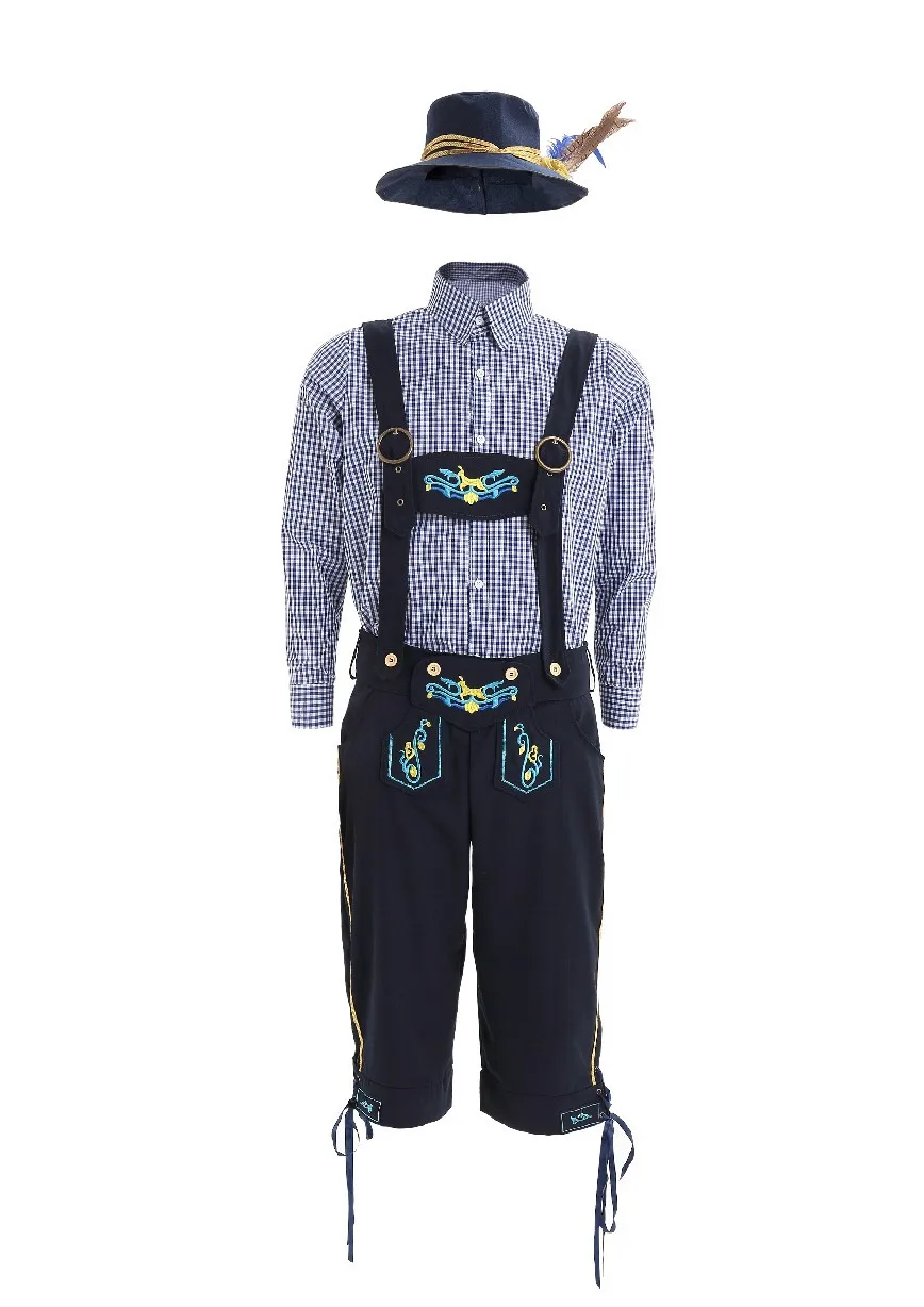 Горячая взрослый человек Октоберфест костюмы баварский Октоберфест пивной фестиваль Lederhosen вечерние Cospaly Хэллоуин для мужчин одежда - Цвет: Синий