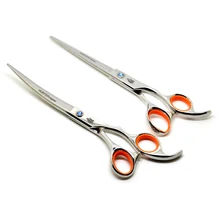 29% скидка HT9156 7,0 дюймов домашних животных уход изогнутые ножницы. парикмахерские изогнутые ножницы-бритва(бородающая машинка для стрижки) стрижка собак