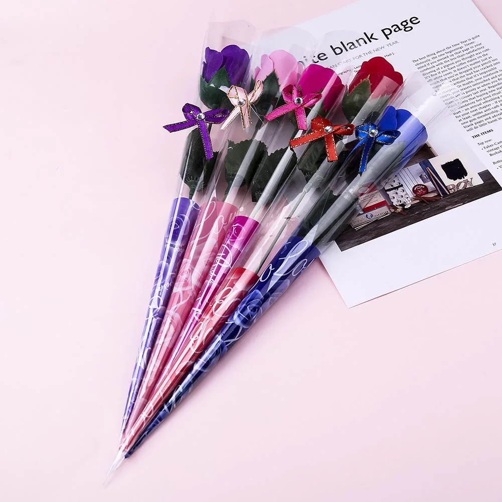 

Artificial Rose Bouquet Handmade Simulation Soap Flower Red/Pink/Blue/Purple Rose Flowers Valentine's Day Gift