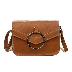 Для женщин Mini Crossbody сумка просто металлическое кольцо сумка дамская мода из искусственной кожи сумка маленький кошелек Повседневное Сумки