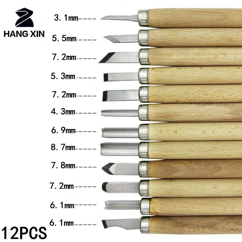 

Woodcut Knife Scorper Hand Cutter Wood Carving Tools Woodworking Chisel Graver Burin for Arts Crafts DIY Tools 12PCS-- 5PCS