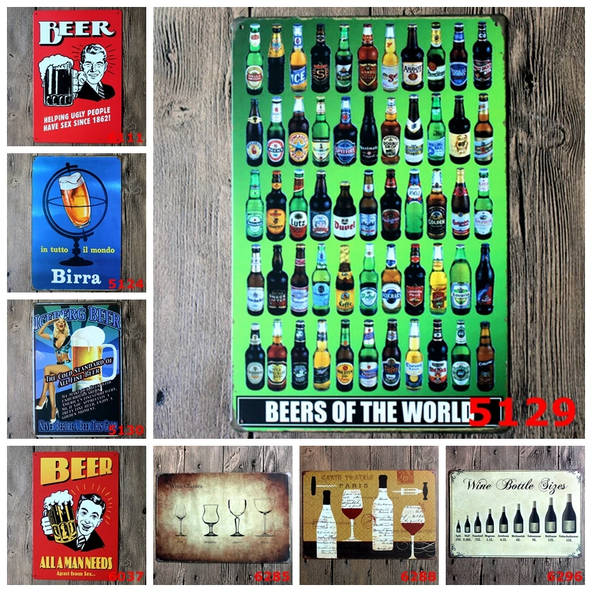 

BEER Sign Logo Plaque Vintage Metal Painting Wall Sticker Iron Sign Board Decorative Plates Poster Wholesale 20X30 CM