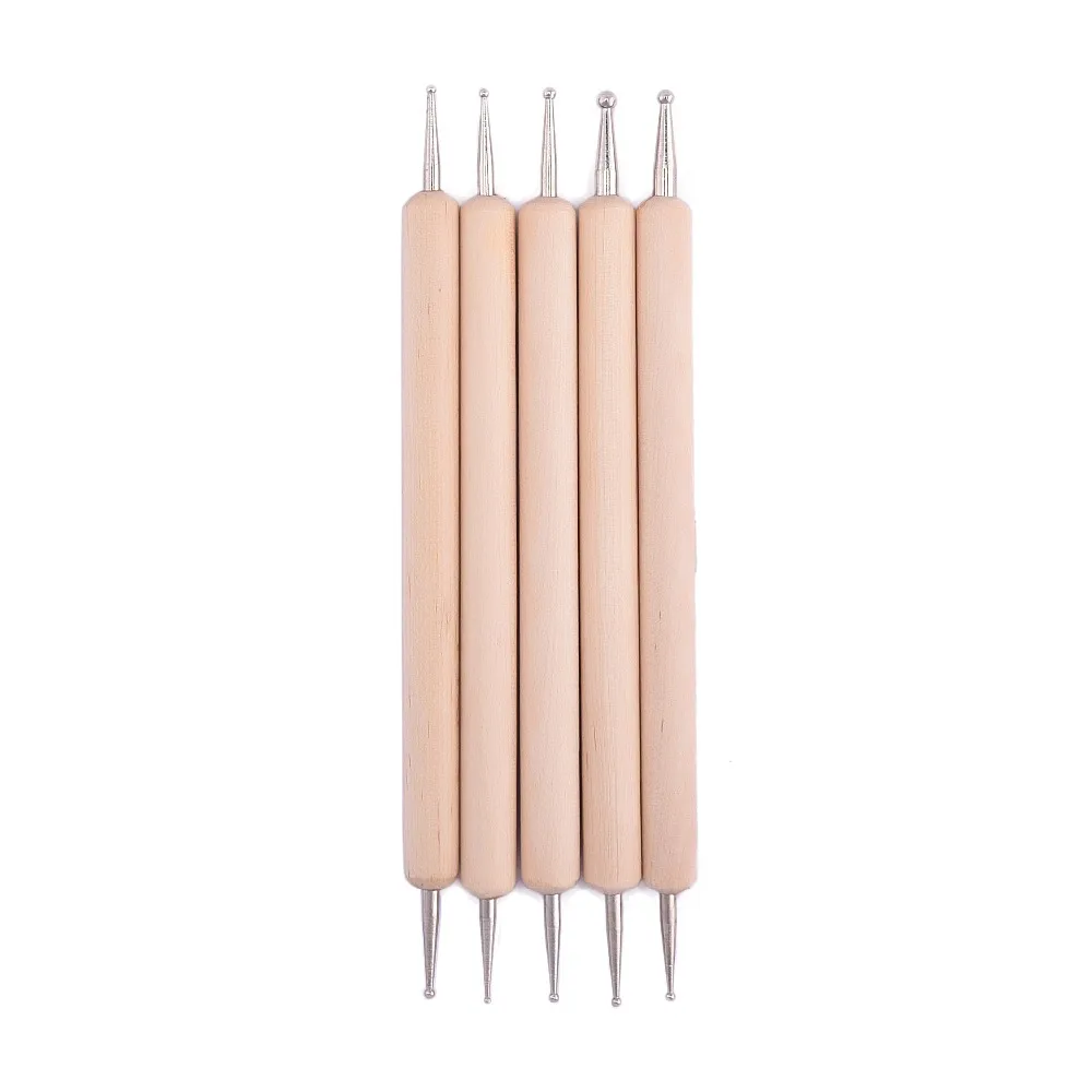 

ROSALIND 2 way Use Wooden Dotting Pen Nail Art Bush Rhinestones Decoration Polish Pen Manicure Gel Nail Art Tools