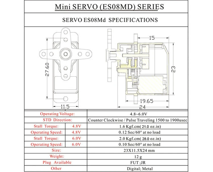 EMAX ES08MD II фотоаппарат с цифровым сервоприводом ES08A ES08MA для дрона фиксацией