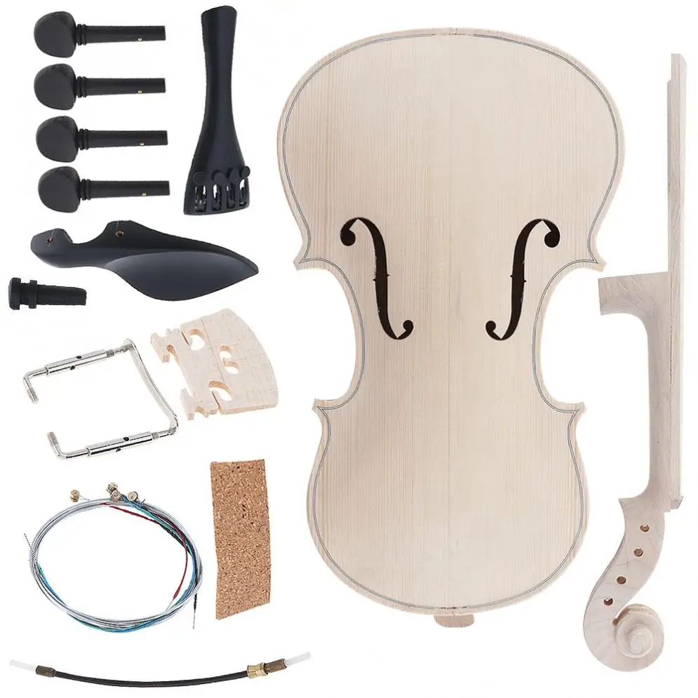 4/4 Size Violin DIY Kit Natural Solid Maple Full Violin Parts Handwork for Amateurin Violin