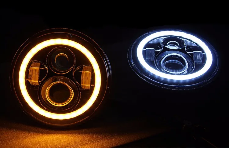 2 шт Ангельские глазки для авто Wrangler JK H4 LED headlight ДХО дневные ходовые огни противотивотуманные фары светодиодные лампы с