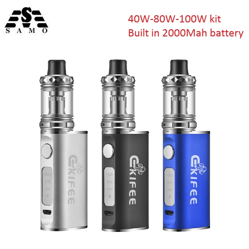 

Ekifee 100W Mod Starter Kits Huge Smoke 3.0ml Tank vape biukt in 2000mAh Battery Electronic Cigarette Vaporizer box Kit