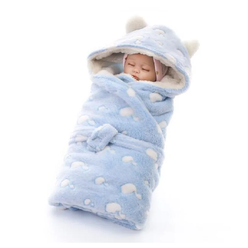 Для новорожденного мягкий хлопок спальное одеяло 0-12 месячный ребенок постельные принадлежности Прогулочная ДЕТСКАЯ КОЛЯСКА с конвертом Сумка милая детская кровать коляска одеяло для сна - Цвет: blue 2