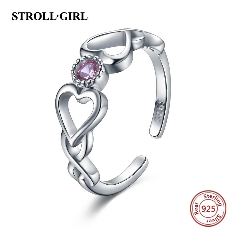 

Strollgirl Authentic 925 Sterling Silver Infinite Heart Shape Ring Adjustable Open Rings Luxury Sterling Silver Jewelry 2019