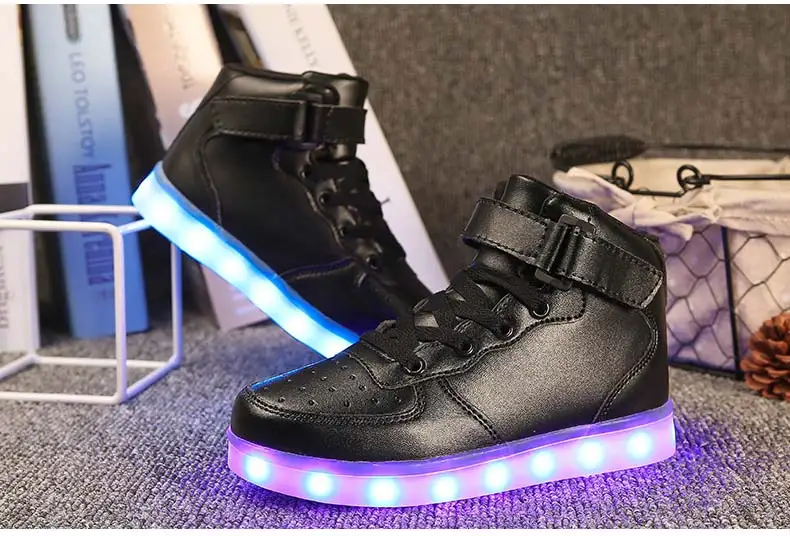Размеры 25-37 детей Обувь со светодиодной подсветкой для детей мальчиков светящиеся кроссовки со светящейся подошвой подросток корзины светильник кроссовки на шнуровке с светильник обувь