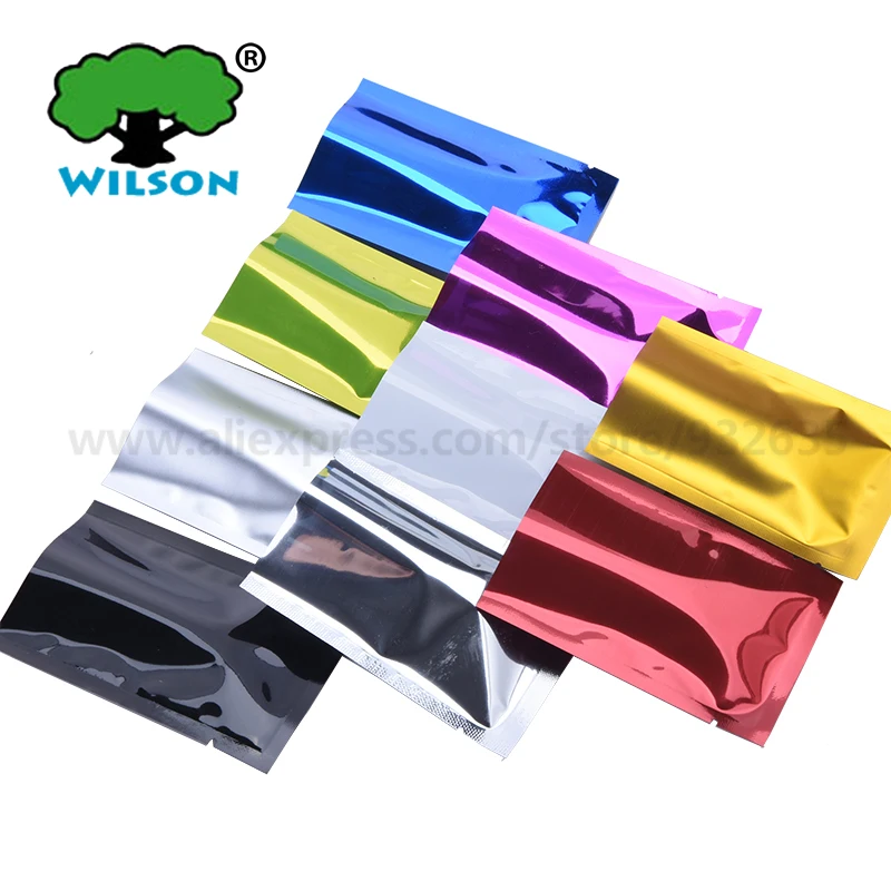 

Colorful Foil Plastic Bag 100 PCS Shiny Color Pouch Powder bag Use For Food Storage,Gadgets,Party,Candy,Gif, Tea,cosmetics Pouch