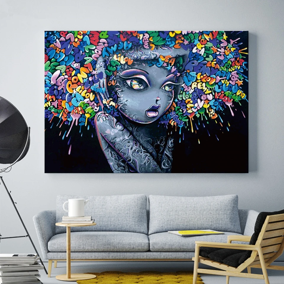 Холст плакат Гостиная Wall Art работы 1 Piece/Pcs интересные абстрактные граффити