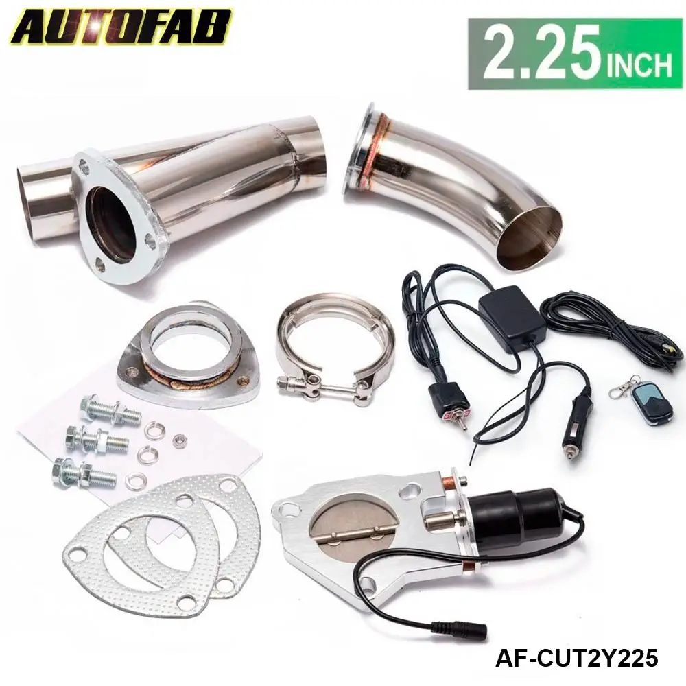 AUTOFAB - 2.25" Electric Exhaust Cutout Y-Pipe/E-Cut out W/Switch Bypass Valve System +Remote For Honda 88-91 AF-CUT2Y225