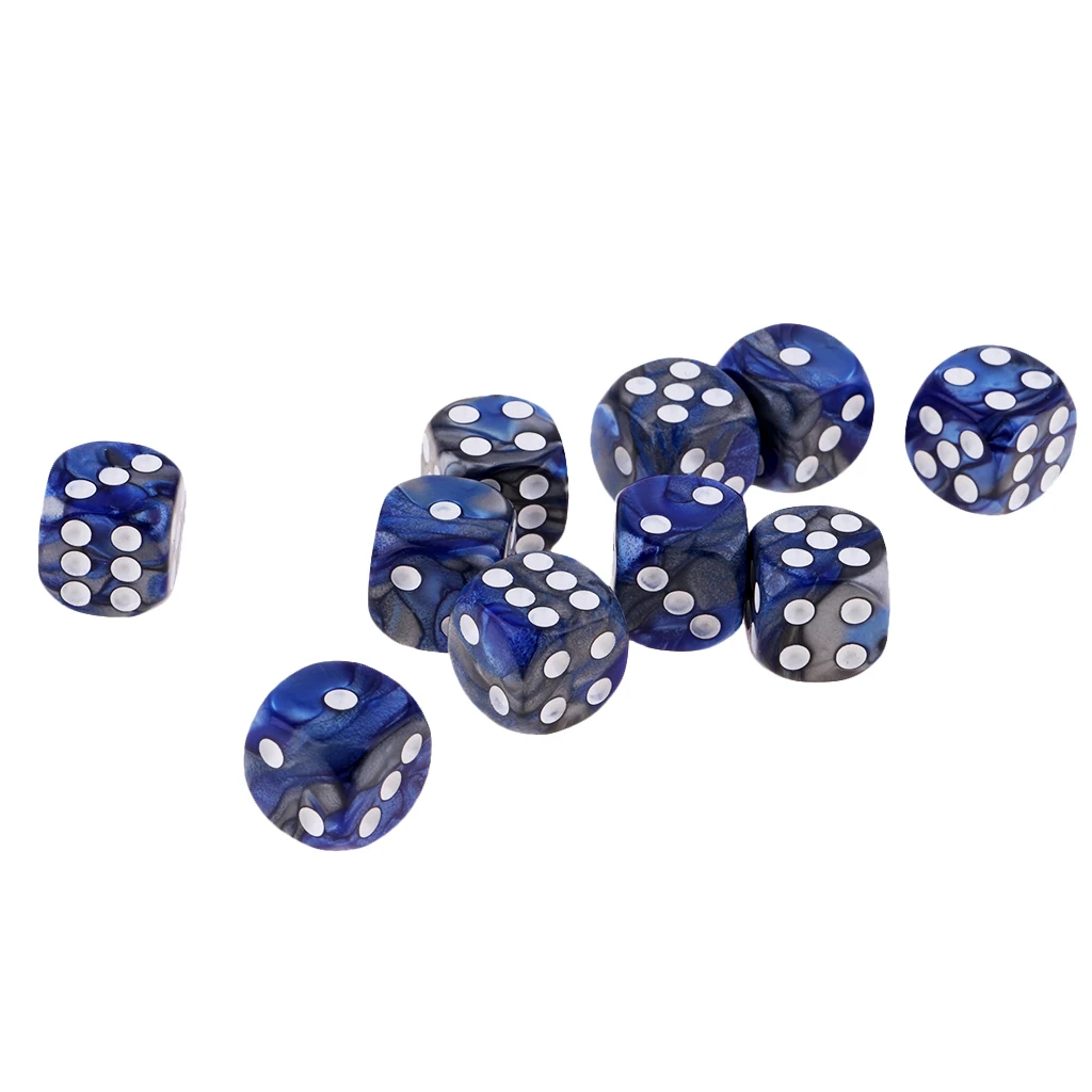 MagiDeal 10pcs 6-Sided Dice Set Bright Colors 16 mm Dice Game Multi-Sided Dice for Board Games Casino Gifts Teaching