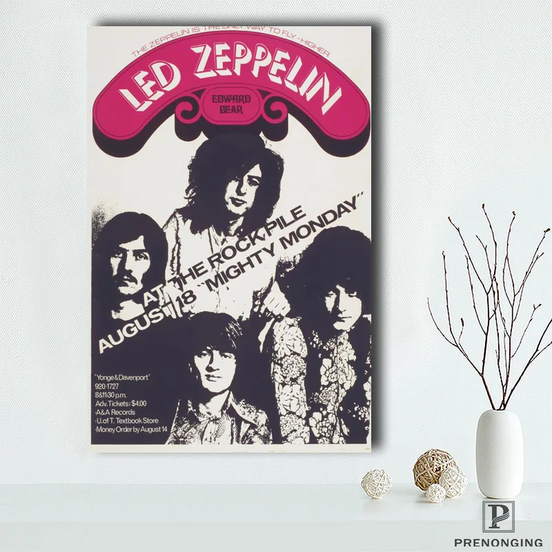 Холст постер из шелковой ткани Led Zeppelin номер плакат/домашний декоративный плакат@ 190418_02