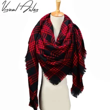 Visual Axles Plus size 140 140cm 2017 Fashion Women Winter Luxury Brand Warm Knitting Square Tartan