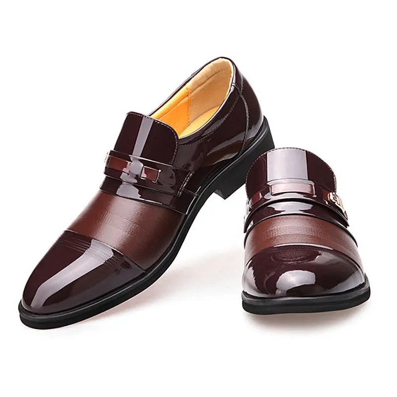 

Men Flats Formal Shoes Breathable Black Brown Classic Pointed Toe Leather Oxford Male Casual Business Party Shoes Plus Size 48