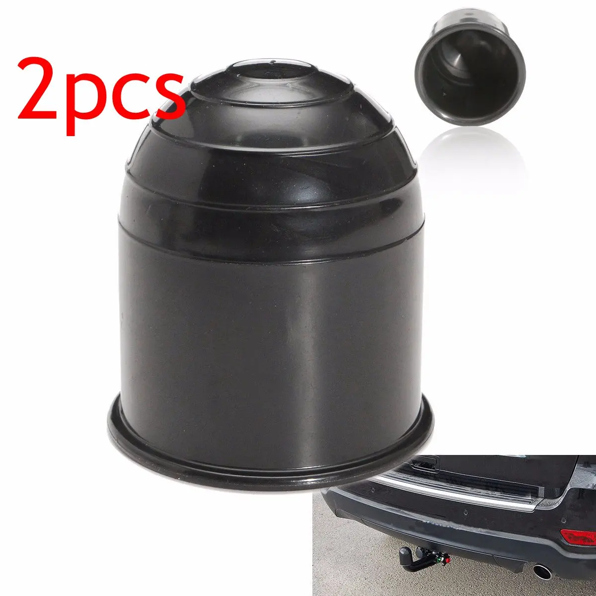 

2pcs 50mm Black Plastic Tow Bar Ball Plastic Cover Car Towing Hitch Towball Protect