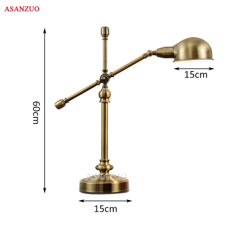 Американский Железный Настольный светильник, модная Ретро бронзовая настольная лампа, настольная лампа для отелей, спальни, прикроватная настольная лампа
